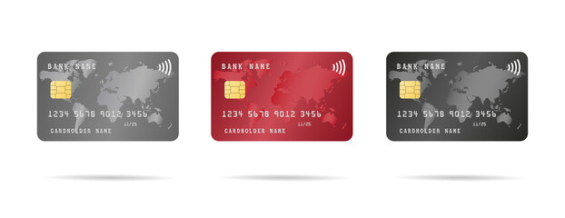 red, black and gray credit card mockup template design