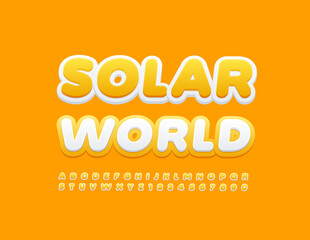 Vector creative template Solar World with set of Alphabet Letters and Numbers. Modern Yellow Font