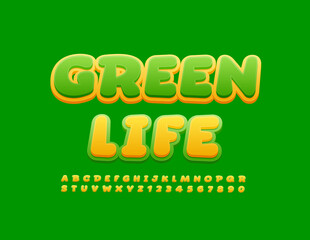 Naklejka premium Vector eco concept Green Life. Bright creative Font. Modern set of Alphabet Letters and Numbers