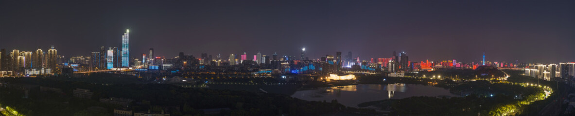 Naklejka na ściany i meble Wuhan city skyline scenery in Hubei, China