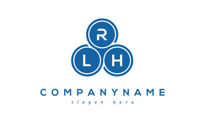 Fototapeta na wymiar RLH three letters creative circle logo design with blue