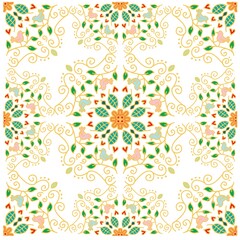 Mandala seamless pattern background with bird and floral ornament.