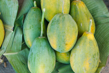 top view of papaya on plate 