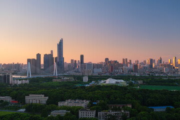 Naklejka na ściany i meble Wuhan city skyline scenery in Hubei, China