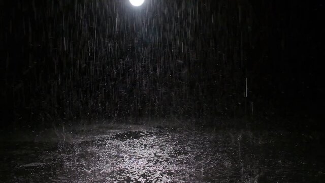 rain in the studio in the dark