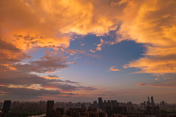 Wuhan city skyline scenery in Hubei, China