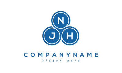 Fototapeta na wymiar NJH three letters creative circle logo design with blue