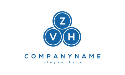 Fototapeta na wymiar ZVH three letters creative circle logo design with blue