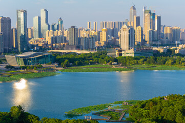 Wuhan city skyline scenery in Hubei, China