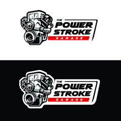 Power stroke diesel engine garage ready made logo template