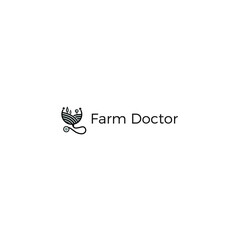 creative logo about stetoscope and farm landscape