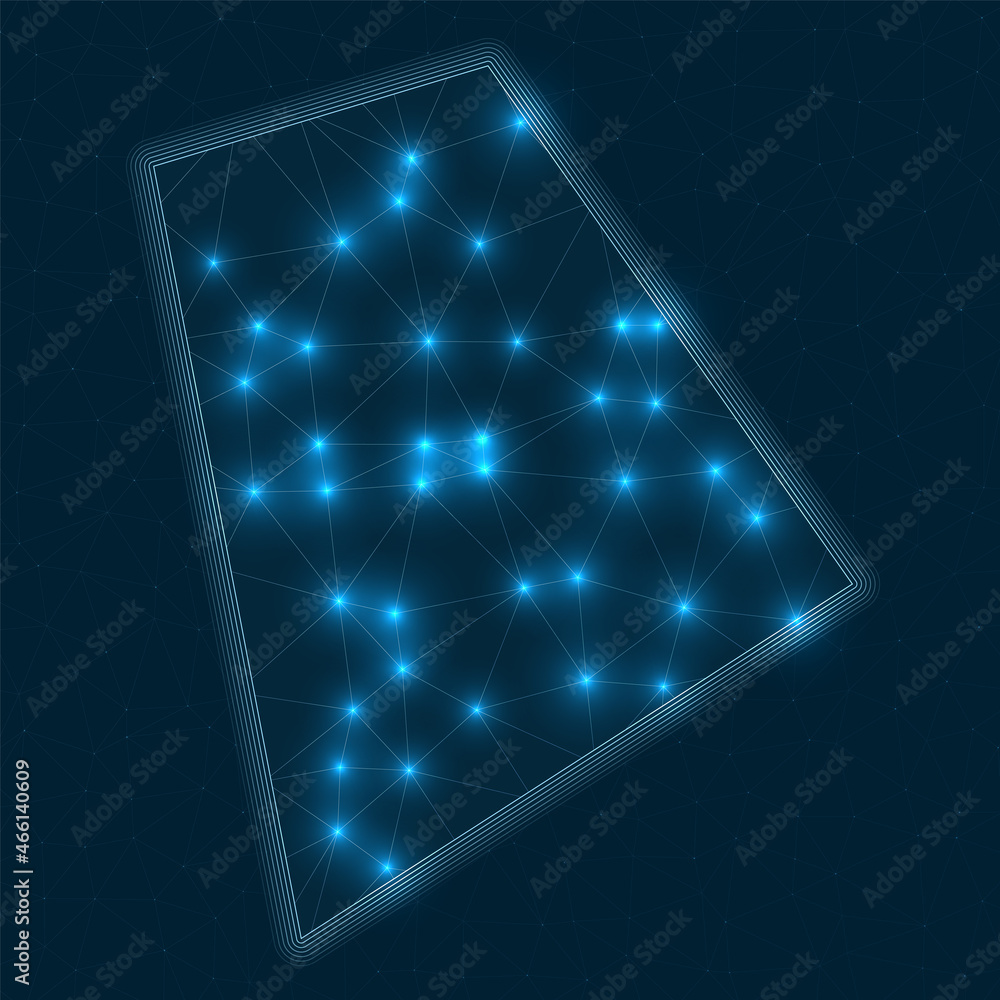 Poster rhode island network map. abstract geometric map of the us state. digital connections and telecommun
