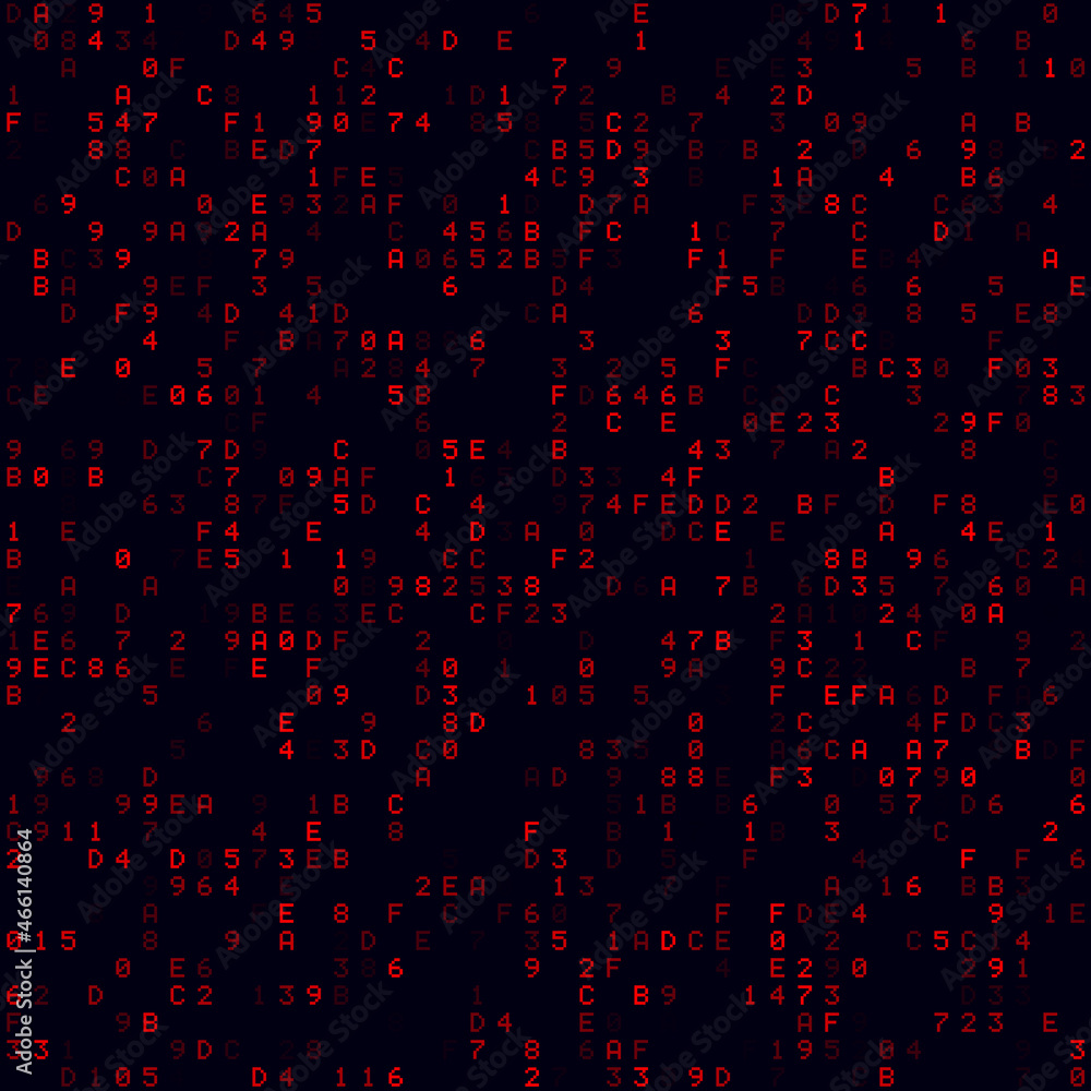 Poster technology background. red sparse hexadecimal background. medium sized seamless pattern. modern vect