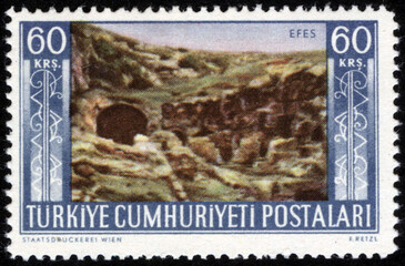 Republic of Turkey postage stamp. Republic of Turkey historical stamp. A postage stamp printed in Republic of Turkey.