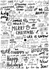 Hand drawn lettering Christmas collection. Typography doodle design. Vector illustration