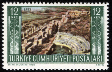 Republic of Turkey postage stamp. Republic of Turkey historical stamp. A postage stamp printed in Republic of Turkey.