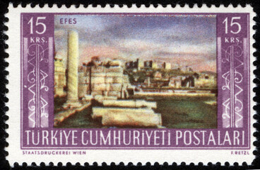 Republic of Turkey postage stamp. Republic of Turkey historical stamp. A postage stamp printed in Republic of Turkey.