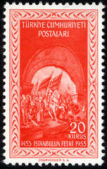Republic of Turkey postage stamp. Republic of Turkey historical stamp. A postage stamp printed in Republic of Turkey.