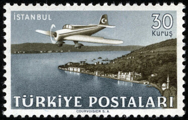 Republic of Turkey postage stamp. Republic of Turkey historical stamp. A postage stamp printed in Republic of Turkey.