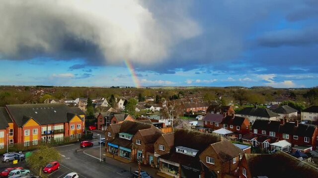 The Rainbow ,rainbow landing ,house roofs, England , Nottingham
