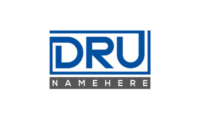DRU Letters Logo With Rectangle Logo Vector