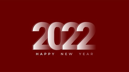Happy New Year 2022 Text Design. 2022 Number logo design for Brochure design template, card, banner Isolated on red background. Vector illustration