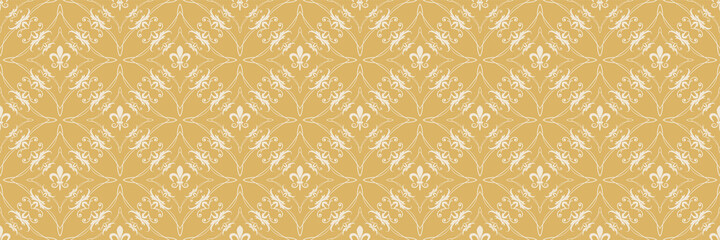 Beautiful background images with floral and geometric abstract ornament on a gold background for your design. Seamless background for wallpaper, textures. Vector illustration.