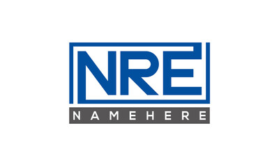 NRE Letters Logo With Rectangle Logo Vector