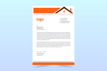 Real estate letterhead template. Creative  Clean business style print ready letterhead design for your corporate building and real estate project. The Letterhead Element Of Stationery Design. 