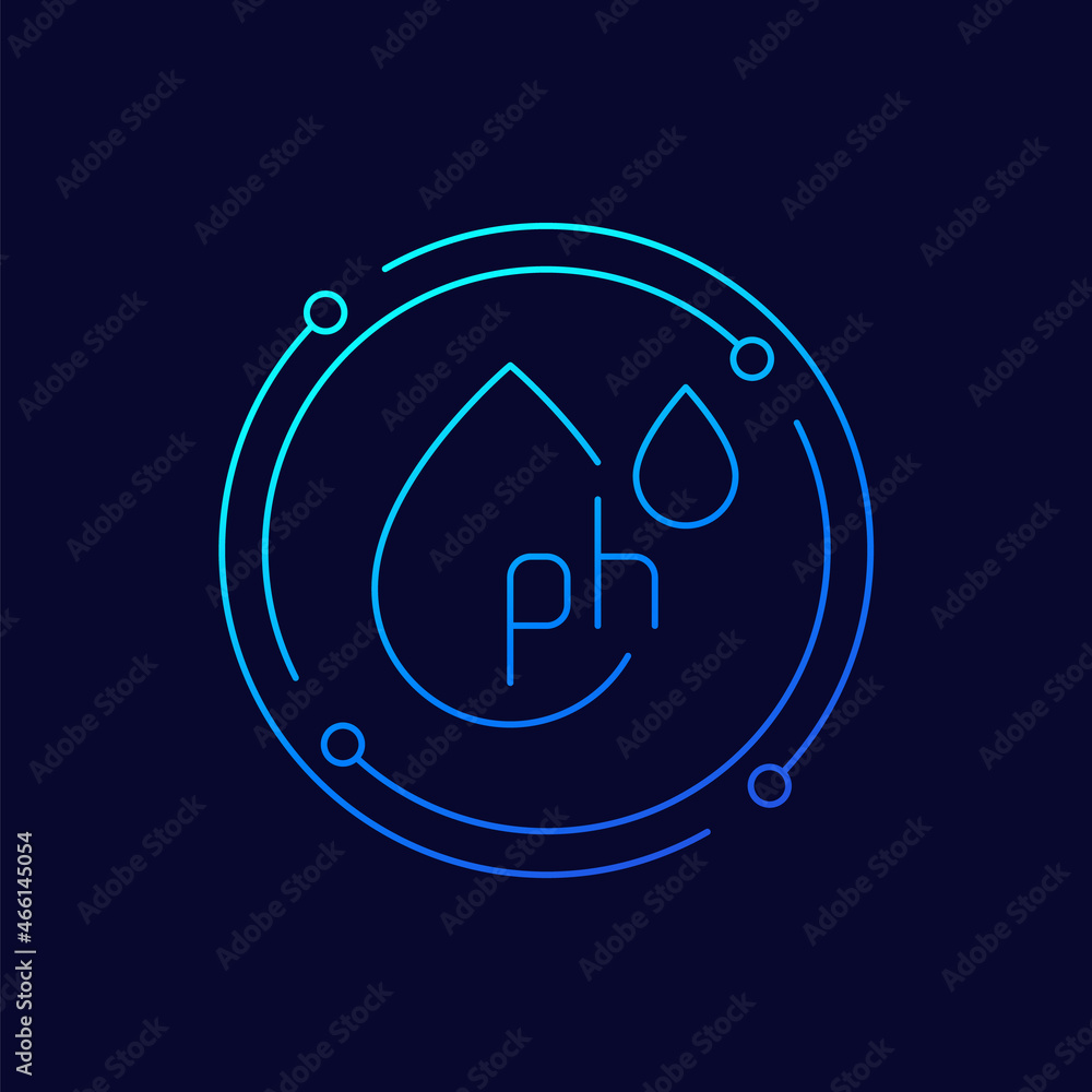 Canvas Prints ph icon with water drops, line vector