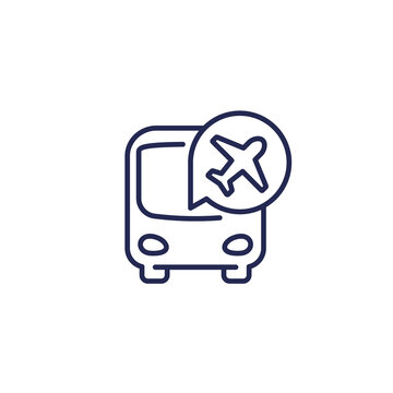 bus transfer to airport line icon