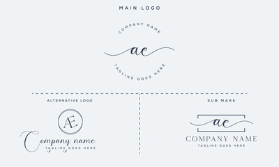 AE Initial handwriting signature logo vector. Hand lettering for designs