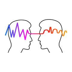 Empathy logo with two profiles. Negotiations, understanding icon
