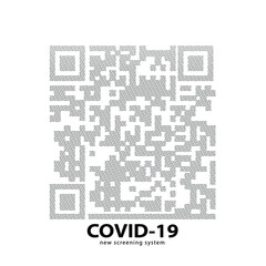 Plakat QR-code Covid-19/Coronavirus pandemic problem. Illustration of the new public access screening system. The QR-code symbol is made with text symbols of the word covid-19