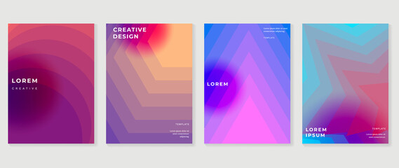 Fluid gradient background. Minimalist posters, cover, wall arts with colorful geometric shapes and liquid color. Modern wallpaper design for presentation, home decoration.  website and banner.