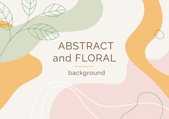 Abstract and floral background template. Contemporary collage with organic shapes and line in pastel colors. Vector Illustration - 466148297