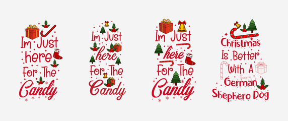 Merry Christmas hand drawn lettering banner set. Christmas typography element set.