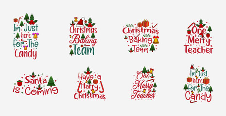 Hand-drawn Christmas typography element set. Good for t-shirt, mug, gift and other printing.