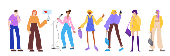 Groupe of young People on white background. Vector illustration in a flat style. Character for design.