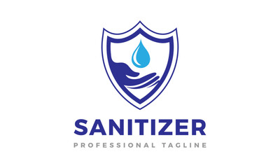 Virus Protection Hand Wash Sanitizer Logo Design Vector Icon Illustrations.