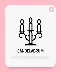 Candelabrum thin line icon. Modern vector illustration of retro candlestick.