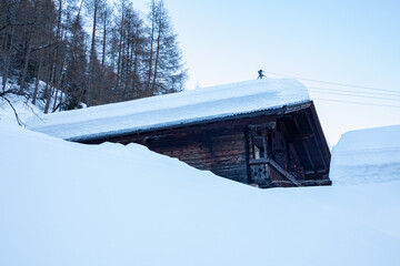 snowbound farm house in Austria 