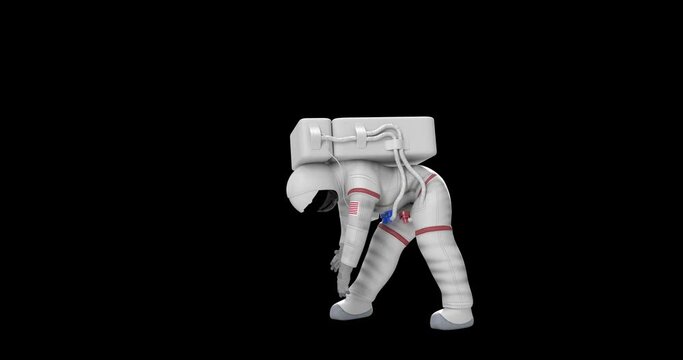 Funny Astronaut Dancing. Feeling Happy. Luma Channel. Space And Technology Related 3D Animation.
