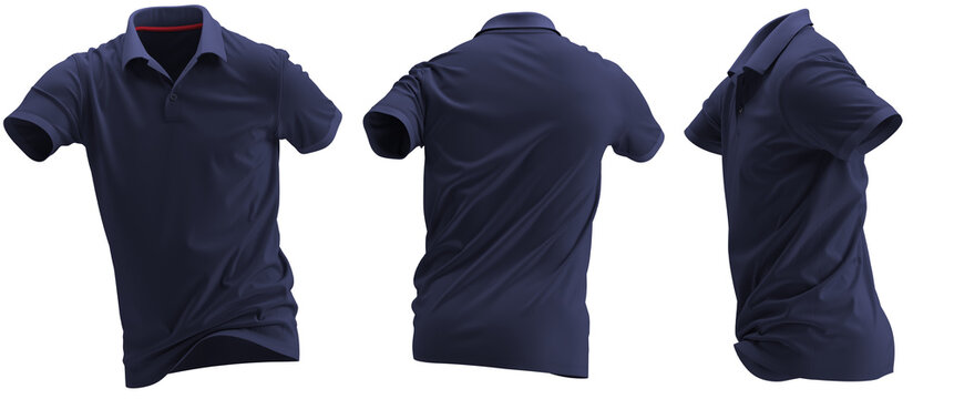 [NAVY ]3D Render Running, Polo Shirt, Short Sleeve, Rib Cuff, And Collar, 2 Button, Pique Fabric. Texture