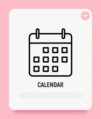 Calendar thin line icon. Modern vector illustration.