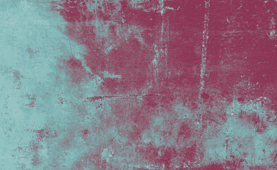 Dirty grunge surface of metal. Vintage dust wallpaper. Ancient stains effect. Blue red grunge texture. Retro old splatter. Abstract cracked material. Rough grunge background.