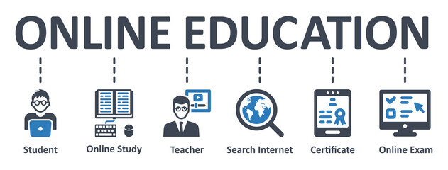Online Education icon - vector illustration . education, study, e-learning, infographic, template, presentation, concept, banner, pictogram, icon set, icons .