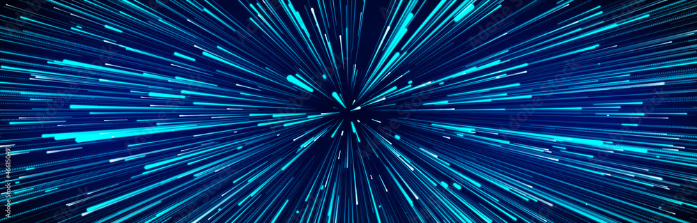Poster abstract data flow space. light rays. explosion effect. sci-fi motion wallpaper. 3d rendering.