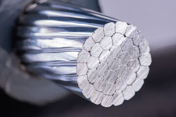 Macro view aluminum electrical power cable