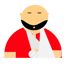 Illustration of a broken arm man.